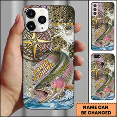 Maxcorner Trout Fishing Compass Water Splash Personalized Name 3D Phone Case