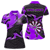Maxcorners Custom Black And Purple Tribal Flame Dart Shirts For Men, Darts Team Jerseys Polo & Quarter Zip LM0705