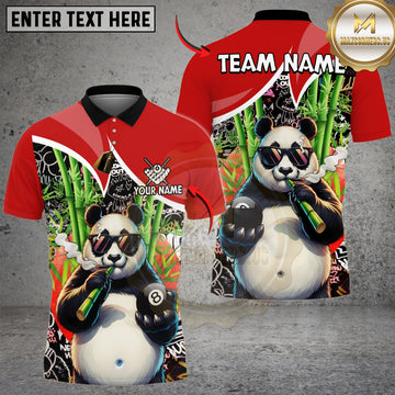 Maxcorners Billiards 8 Ball Funny 420 Smoking Panda Customized Name, Team Name 3D Shirt (6 Colors)