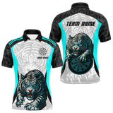 Maxcorners Men’s Darts Team Shirt Turquoise Tiger And Dartboard With Name Option LM2404