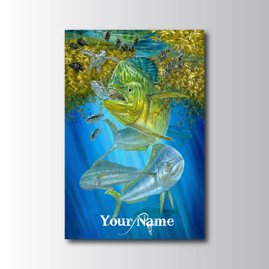 Maxcorners Mahi Mahi Fishing Underwater Predator Scene Personalized Name 3D Poster