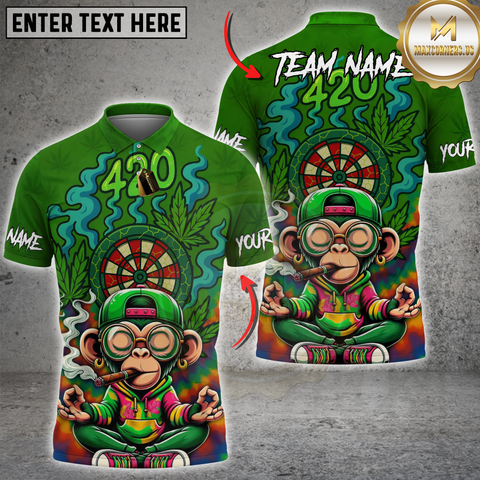 Maxcorners Darts 420 Funny Monkey Champion Personalized Name 3D Unisex Shirt