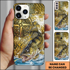 Maxcorner Walleye Fishing Compass Water Splash Personalized Name 3D Phone Case