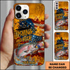 Maxcorners Fishing Phone Case And Beer Golden Splash Design Personalized Name 3D Phone Case (10 Fish Species)