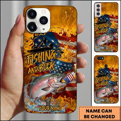 Maxcorners Chinook Fishing Phone Case And Beer Golden Splash Design Personalized Name 3D Phone Case
