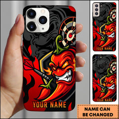 Maxcorners Darts Red Chili Pepper Dartboard Personalized Name Phone Case