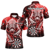 Maxcorners Personalized Thunder Lightning Tiger Dart Shirts For Men Custom 3D Dart League Team Jersey|Red LM064