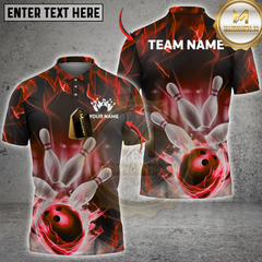 Maxcorners Flame Power Bowling Jersey Multicolor Customized Name, Team Name 3D Shirts