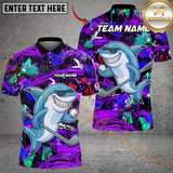 Maxcorners Shark Swing Graffiti Golf Polo Shirt, Customized Name & Team Name 3D Shirts (4 Colors)