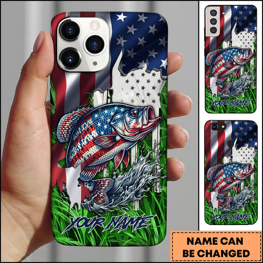 Maxcorners Crappie Fishing Phone Case Jump Grass Water Scene Personalized Name Phone Case