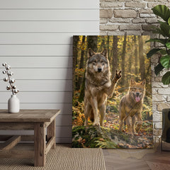 Maxcorners Wolf Duo Canvas - Wilderness Wildlife Comedy Scene Decor