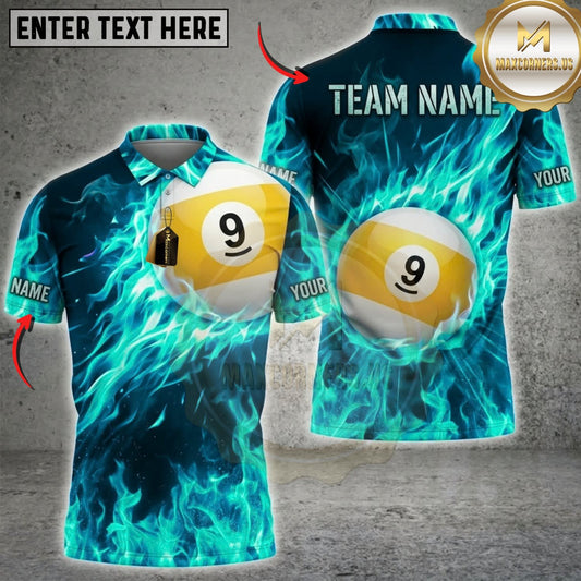Maxcorners Billiards Purple Lightning Storm 9 Ball Multicolor Customized Name, Team Name 3D Shirts ( 4 Colors )