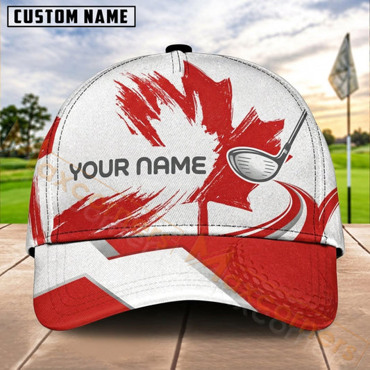 Maxcorners Golf Canada Maple Leaf Golfer Personalized Name 3D Cap