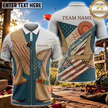 Maxcorners Clay Shooting Abstract Shotgun Target Hunting Vest Personalized Name 3D Unisex Shirt
