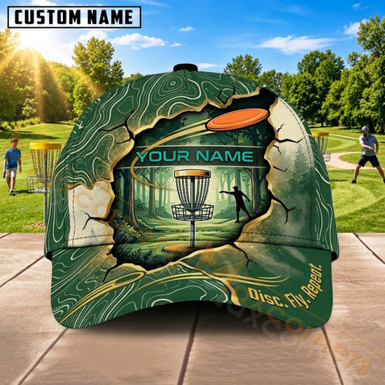 Maxcorners Disc Golf Forest Flying Disc Chain Basket Personalized Name 3D Cap