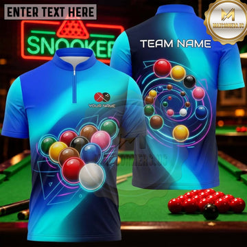 Maxcorners Snooker Electric Blue Cosmic Billiard Balls Personalized Name 3D Unisex Shirt
