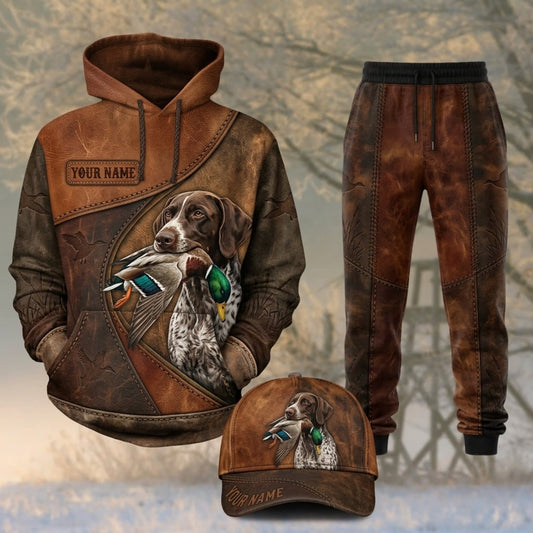 Maxcorners Duck Hunting Chocolate Labrador Vintage Leather Brown Personalized 3D Shirts