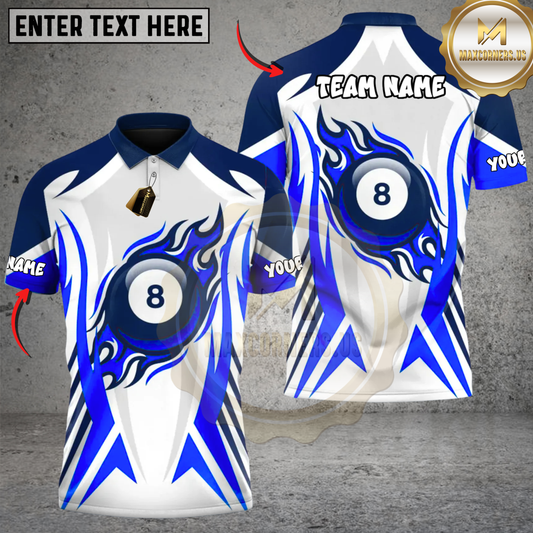 Maxcorners Flaming 8-Ball Billiards Personalized Name, Team Name 3D Shirt (4 Colors)