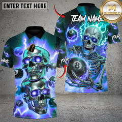 Maxcorners Skullstrike Lightning Billiards Multicolor Customized Name, Team Name 3D Shirt