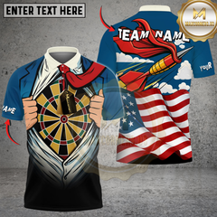 Maxcorners Darts American Super Arrow Man Personalized Name Shirt