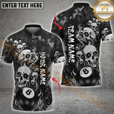 Maxcorners Ball 8 Pool Grunge Skull Billiard Jersey Customized Name, Team Name 3D Polo Shirt