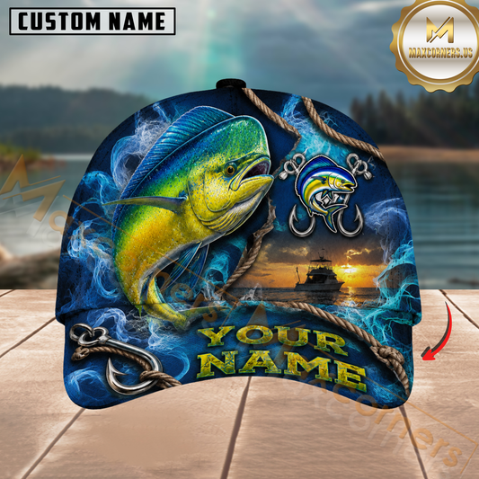Maxcorners Fishing Smoke Hook Personalized Name 3D Cap