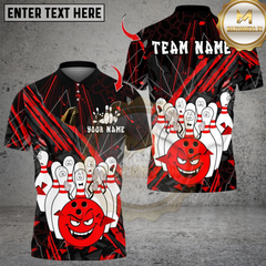 Maxcorners Bowling Angry Ball vs Screaming Pins Multicolor Customized Name, Team Name 3D Shirts