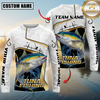 Maxcorners White Marble & Gold Trim Mahi Mahi Splash Heartbeat Line Personalized Name, Team Name 3D Long Sleeve Shirt