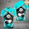 Maxcorners Bowling Angry Panda Multicolor Customized Name, Team Name 3D Shirts