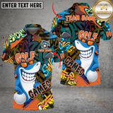 Maxcorners Golf Funny Shark Graffiti Multicolor Customized Name, Team Name 3D Shirts