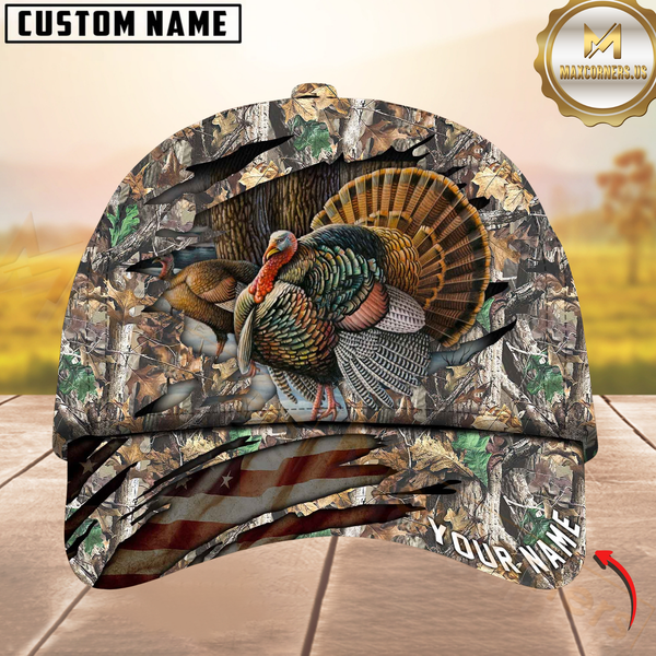 Maxcorners Hunting Turkey Camouflage Multicolor Personalized Name 3D Cap