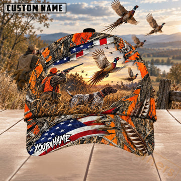 Maxcorners Upland Bird Hunting Blaze Orange Pheasant Sunset Personalized Name 3D Cap