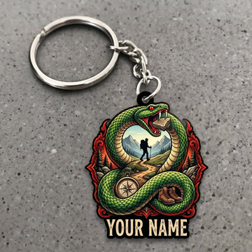 Maxcorners Hiking Snake Mountain Compass Adventure Customized Name 3D Keychain And Ornament