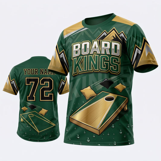 Maxcorners Cornhole Board Kings Green Board Personalized Name 3D Unisex Shirt