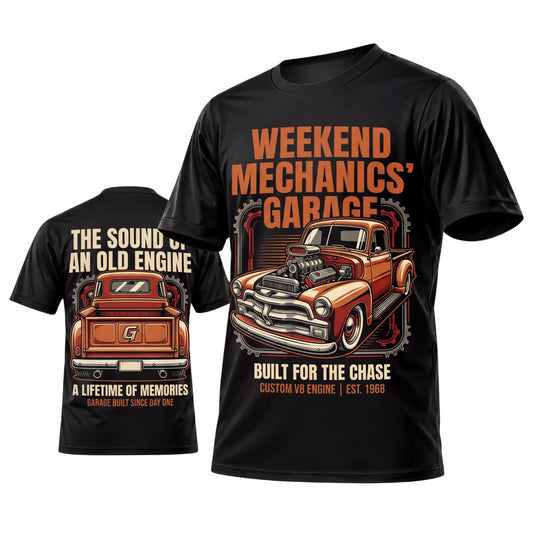Maxcorners Personalized Car Classic Muscle Car 3D T-Shirt – Black Weekend Mechanic's Garage Vintage Muscle Car