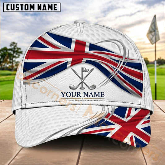 Maxcorners Golf Union Jack Golfer Personalized Name 3D Cap