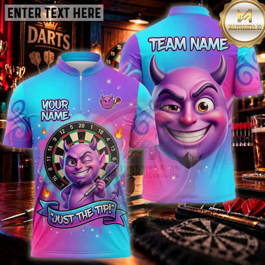 Maxcorners Darts Neon Pink Purple Grimace Dartboard Personalized Name 3D Unisex Shirt