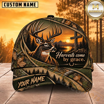 Maxcorners Deer Hunting Whitetail Buck Harvests Come by Grace Earth Tone Camo Customized Name 3D Cap