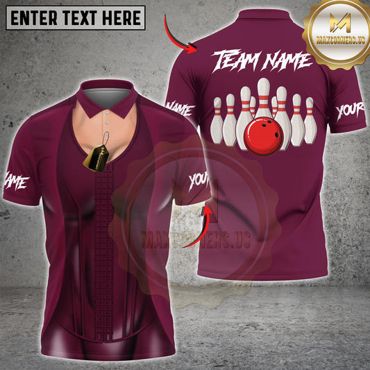 Maxcorners Bowling Fire Strike Explosion Personalized Name 3D Unisex Shirt