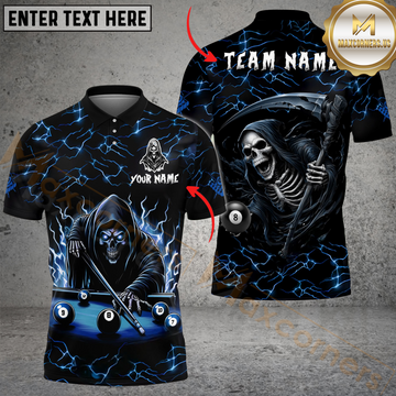 Maxcorners Billiard Ball 8 Thunder Reaper Multicolor Options Personalized Name, Team Name 3D Shirt