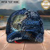 Maxcorners Fishing Water Splash Dark Scale Personalized Name 3D Cap (12 Fish Species)