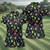 Maxcorners Neon Cocktail Party Pattern Golf Shirt, Women's Golf Shirt, Hawaiian Golf Shirt LM1507