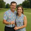 Maxcorners Tropical Floral Golf Clubs Hawaiian Golf Polo Shirt, Women's Golf Polo, Golf Tops For Women LM1507