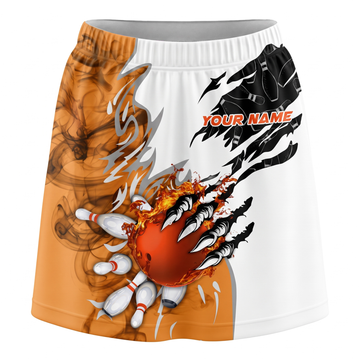 Maxcorners Bowling Flaming Ball Claw Scratch Personalized 3D Skirts With Shorts