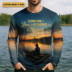 Maxcorners Someone I Love Is Fishing In Heaven Fishing Memorial SPF Shirt For Men, Gift For Fisherman, Men's Fishing Shirt