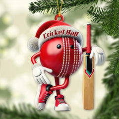 Maxcorners Custom Name Cricket Ball Ornament, Cricket Ball Lover Christmas Gift 2D Flat LM2211