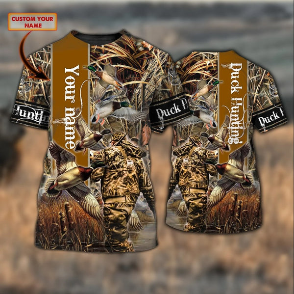 Maxcorners Custom Name Hunting Duck Shirt 3D All Over Printed Clothes