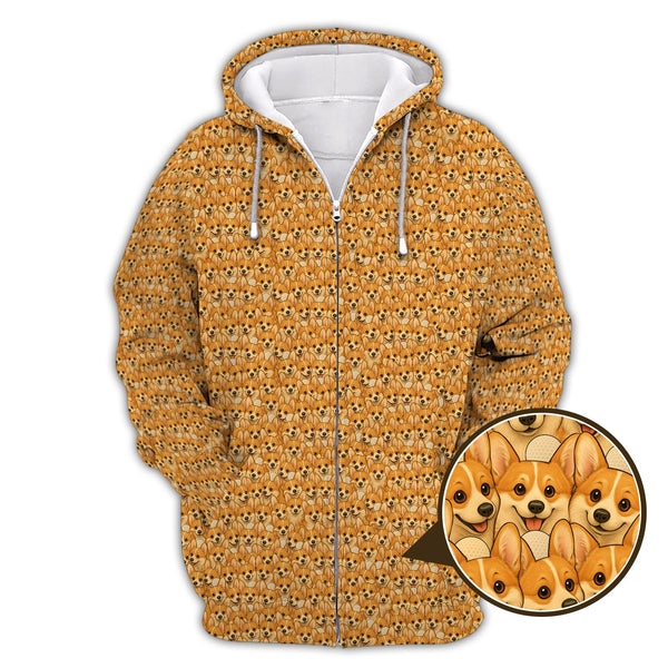 Maxcorners Corgi Dog Pattern Golf Shirt, Funny Corgi Golf Shirt For Dog Lovers, Golf Gift For Men's