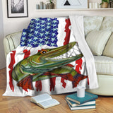 Maxcorners Muskellunge Fishing American Customized Name 3D Quilt - Blanket