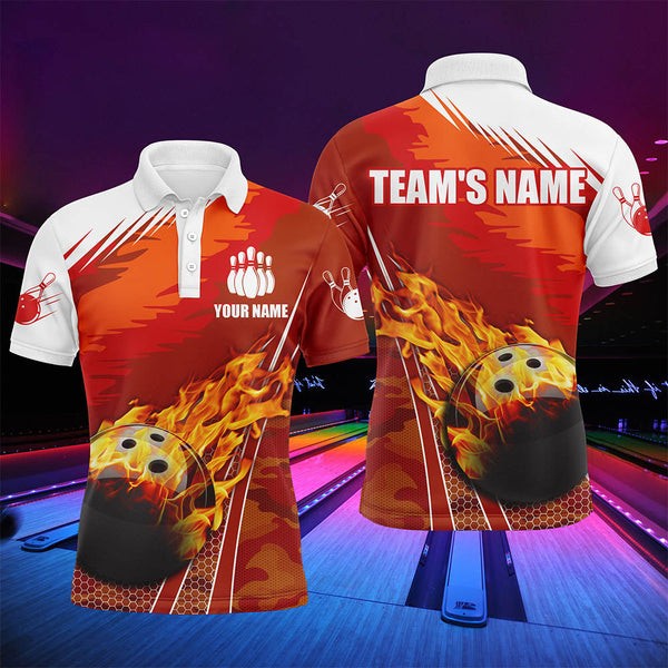 Maxcorners Flame Bowling Ball Customized Name And Team Name 3D Shirt